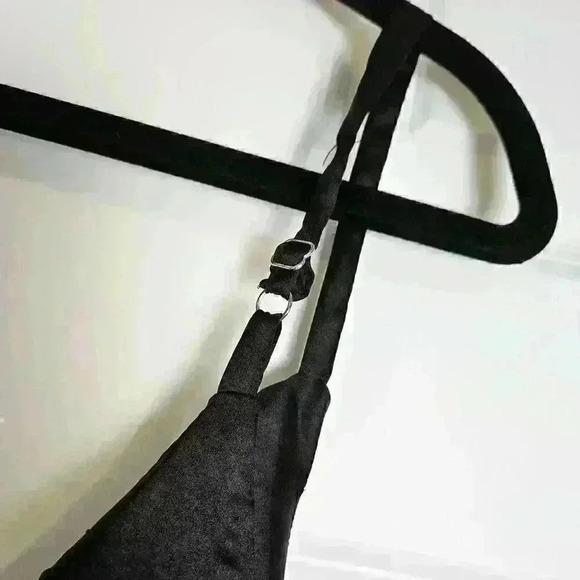 AX Paris Plain Black Slip Dress Slit Bottom Dress Adjustable Straps Size 14 NWT - Picture 4 of 9